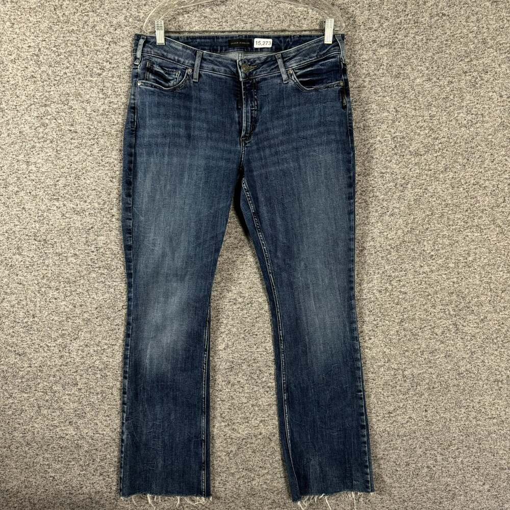 Silver Jeans Women’s 33/33 Dark Wash Blue Stretch Denim Elyse Slim Boot Jeans